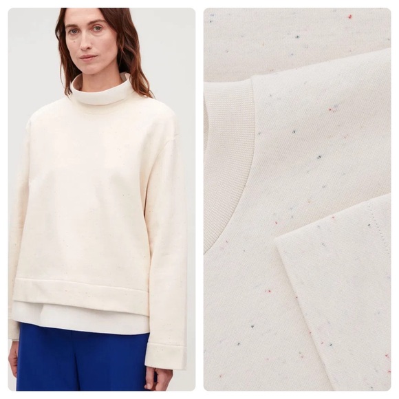COS Sweaters - COS Speckled Oversized Sweatshirt Fleece Sweater Cream Medium 10-12